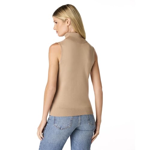 Image of Cable & Gauge Sleeveless Turtleneck Sweater - Chic Mock Neck Tank Top, Perfect for Layering & Year-Round Wardrobe Essentials