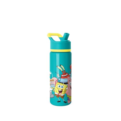 Image of Simple Modern Kids Summit Water Bottle with Straw Lid | SpongeBob 18oz Stainless Steel Cup Insulated Tumbler for Boys, Girls, School | SpongeBob Pals