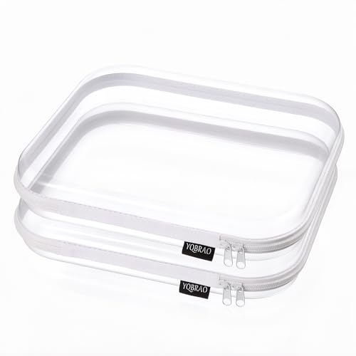 YQBRAO Clear Hard Shell Storage Organizer Set 2-Pack White
