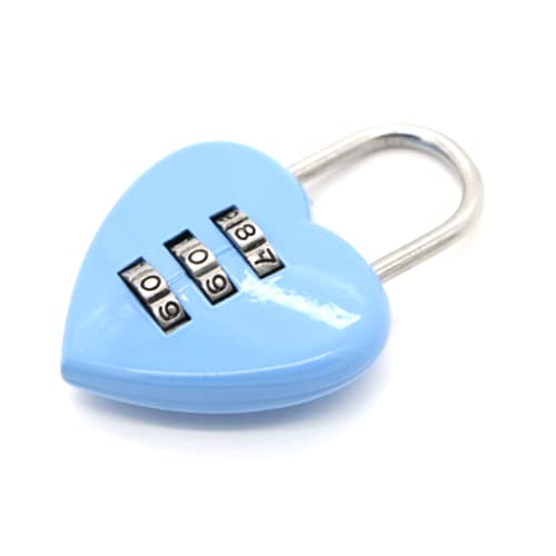 Ktdzone Cute Mini Combination Lock 3 Digit, Love Heart Shape Password Code Locker Padlock for Indoor,Outdoor Blue 1Pc/Set