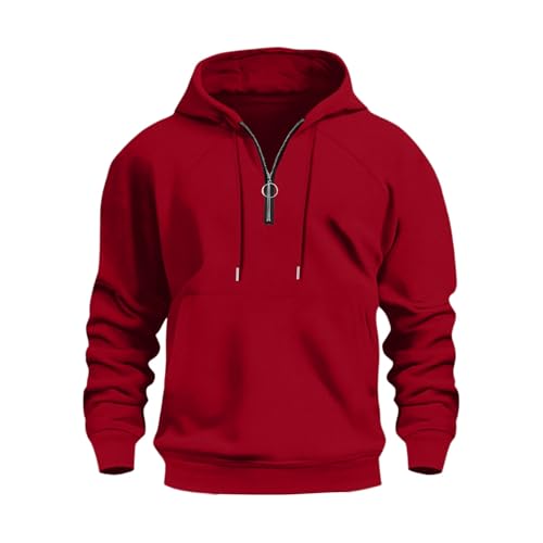 Mens Fashion Pullover Hoodies Long Sleeve Drawstring Button Texture Hooded Sweatshirt