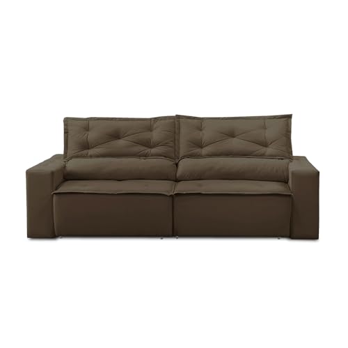 Sofá Retrátil e Reclinável 2 lugares com Molas 1,50m Livia Suede Marrom Adonai Estofados