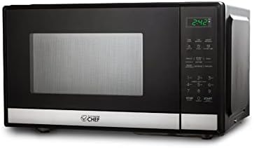 COMMERCIAL CHEF Small Microwave 0.9 Cu. Ft.Countertop Microwave with Touch Controls & Digital Display, Stainless Steel & 10 Power Levels,Outstanding Portable Microwave with Convenient Push Button Door