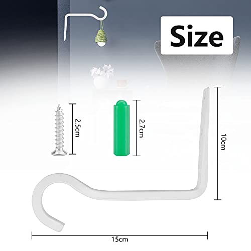 QUCUMER 2 Stücke Blumenampel Haken Weiß Pflanzenhalterung Wand Balkon Blumenampelhalter Eisen Wandhaken Hängend Wandhalterung Blumenampel Halterung Metallhaken für pflanzen Vogelhäuschen Laterne – Bild 3