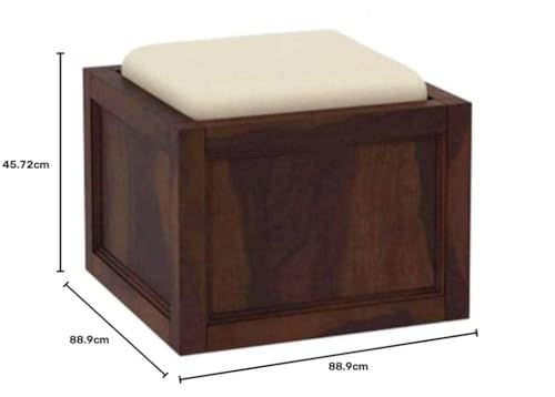 Image of Jangid Handicraft Solid Sheesham Wood Coffee Table with 4 Stool | Square Sofa Centre Table with Stool | Tea Center Table with 4 Stools for Living Room | Patio Teapoy Table with Four Puffy | Brown