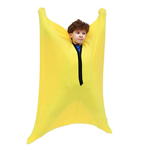 Image of SANHO Dynamic Movement Sensory Body Sock,Medium,6-9 Years Old, 47''LX27''W,Good for Height:41 inch-51 inch,for Autistic & Sensory Processing Disorders,Updated Version,Yellow.