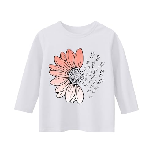 Girls T Shirts Short Sleeve Loose Fit Crewneck Gradient Printed Tshirts Trendy Graphic Basic Tees (B-White, 8-9 Years)2