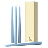 Pickood 10-Inch Tall Dripless Taper Candles Set of 4 - Baby Blue Tapered Candles, Perfect for Halloween,Fall - Smokeless, Unscented, Long Burning - Hand Poured, Colored Tall Candlesticks - Baby Azul