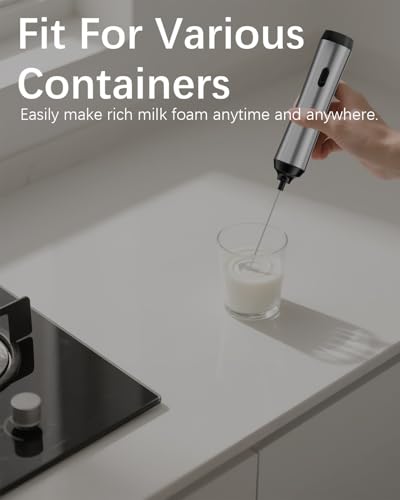 Image of Rechargeable Milk Frother with Stand, Handheld Coffee Electric Whisk, Detachable Stainless Steel Frother Wand, Coffee Frother & Drink Mixer for Latte, Cappuccino, Hot Chocolate,Egg(Silver Deep)