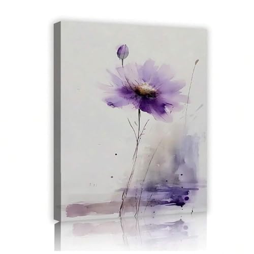 Peinture murale fleurs violettes de qualité premium sur toile d'art