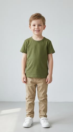 Image of Kids T Shirt Short Sleeve Crewneck Tee for Toddler Boys and Girls Cotton Basic Summer Top 2-6 Years