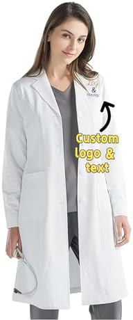 Personalized Embroidered Lab Coat, Custom Name White Lab Coats, Long Sleeve Lab Coat Doctor Outfit for Men Women