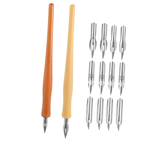 OFFIGAM 復古実木ディップペン カリグラフィー用替えペン先付き 精密な線を描くための手作りアートペン 書道やサインになヴィンテージデザ