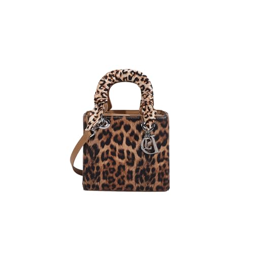Borsa a Mano da con Stampa Leopardo PU a Tracolla Impermeabile a Spalla Moda per la Spesa Borse Messenger Tote Khaki S donna elegante pelle
