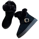 [link bleu] リンクブルー ムートン ブーツ ファー あったか もこもこ 裏 起毛 暖かい ボア 厚手 防寒 秋 冬 レディース (ブラック, 23.5cm)