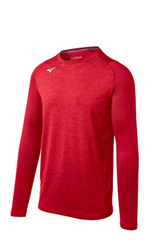 Manchon Mizuno Alpha Stretch rouge évitant les irritations aux bras des jeunes garçons actifs