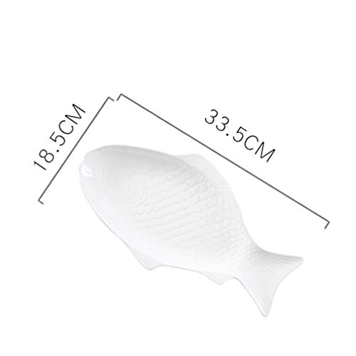 Doitool 1Pc Fish Shaped Plate Fish Platter Ceramic Unique Decorative Serving Snack Storage Platter For Party Wedding Restaurants Home (13 Inches, White) #TOP2