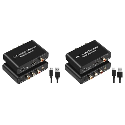 Oewwthy 2X Convertidor de Audio Extractor de Audio ARC Compatible con Óptico SPDIF Coaxial una Analógico 3,5 mm Digital una Analógico
