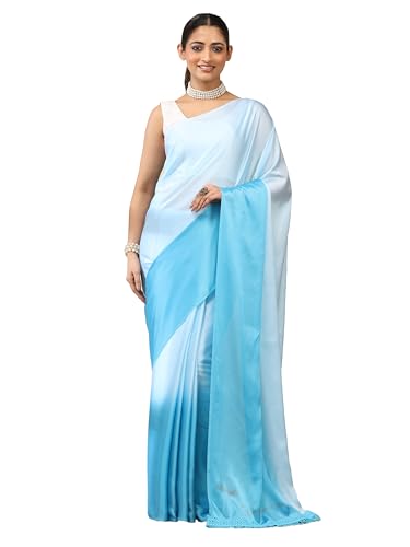 Image of Garden Vareli Lace Border Satin Saree with Unstitched Sequin Blouse Piece