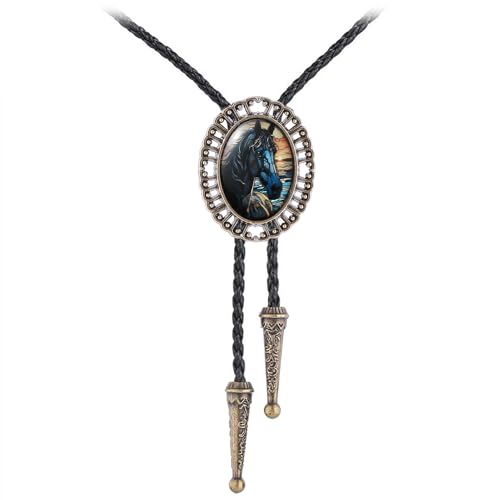 Image of Jeilwiy Bolo Tie for Men Western Cowboy Gothic Bolo Tie Necklace Halloween