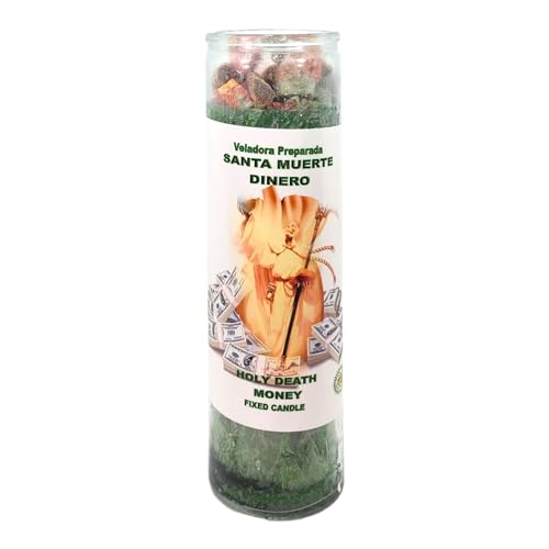 HOLY Death Money-Palm Wax Spiritual Intention Spell Candle-[Green] | Vela CASA ESOTERICA PERFUMADA- (Santa Muerte Dinero)