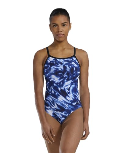 TYR Women's Durafast Elite Diamondfit Controlfit One Piece Swimsuit, Met Blue, 8