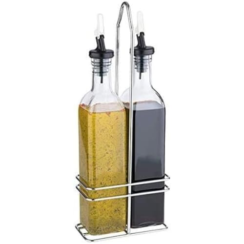 APS, Essig- & Öl-Menage, Glasbehälter mit Deckel und tropffreiem PE-Ausgießer, Menage Set für Essig & Öl, Glasmenage… – Ansicht 1