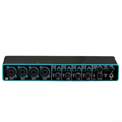 Professionelles USB-Audio-Interface mit Mikrofon-Vorverstärker und 4 x 4 Eingängen und Ausgängen für Studio- und Heimaufnahmen