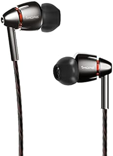 1MORE Quad Driver in-Ear Earphones Hi-Res High Fidelity Headphones Warm Bass, Spacious Reproduction, High Resolution, Mic in-Line Remote Smartphones/PC/Tablet - Silver/Gray