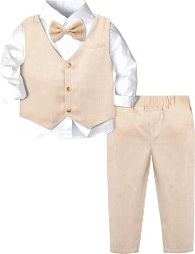 Image of A&J DESIGN 4pcs Baby & Toddler Suit, 12 Months - 5T, Shirt & Pants & Vest & Bow Tie