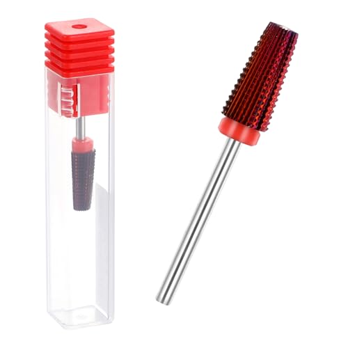 Thinp 5 in 1 Nail Drill Bit,3/32'' Carbide Tungsten Bits Drill Bit Professional Fine Drill Bits for Nails Advanced Safety Bits for Manicure Pedicure Cuticle Gel Polishing(Purplish Red)