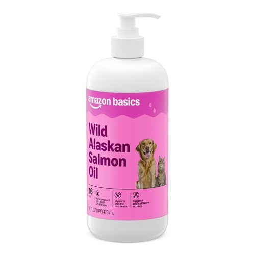 Image of Amazon Basics Wild Alaskan Salmon Oil - Skin and Coat Support, Omega 3 Supplement for Dog and Cat, 16 fl oz (Previouly Wonder Bound)