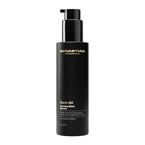 Sebastian Professional Dark Oil Taming Elixir Serum – Siero protettivo contro il calore che liscia e controlla l’effetto crespo, lasciando i capelli morbidi e lucenti, 140ml