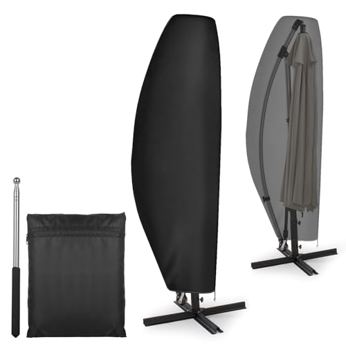 VORHOT Sonnenschirm Schutzhülle für Ampelschirm Ø 2-4m, 420D Oxford-Stoff Abdeckplane mit Stab,...