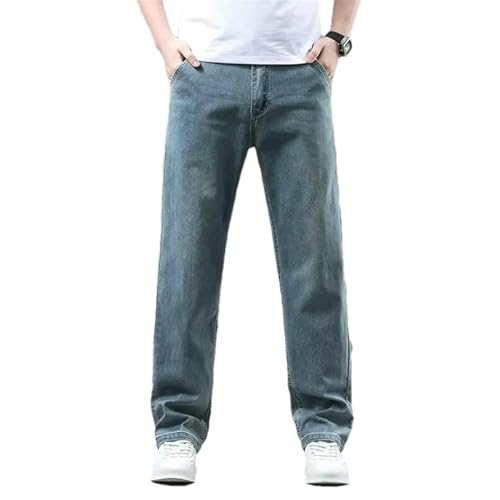 Summer Cotton Straight Jeans Mens Business Casual Stretch Denim Pants Male Trousers