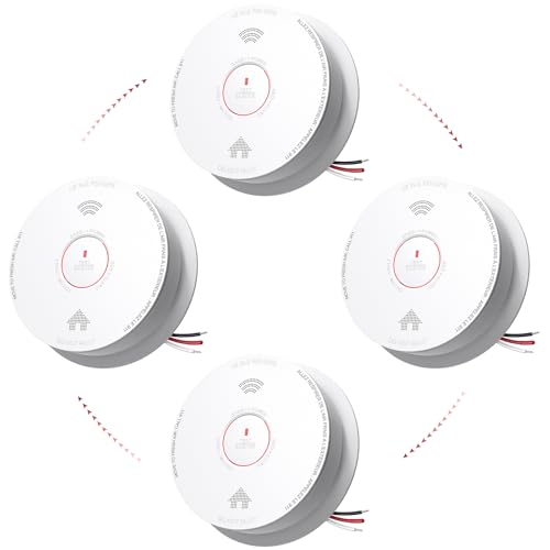 Siterlink Hardwired Smoke Detector Carbon Monoxide Detector Combo 10 Year Battery up, UL 217-9th Conforming, Interconnected Smoke & CO Alarm with Bilingual Voice Alerts, 4 Pack Siterlink Hardwired Smoke Detector Carbon Monoxide Detector Combo 10 Year Battery up, UL 217-9th Conforming, Interconnected Smoke & CO Alarm with Bilingual Voice Alerts, 4 Pack