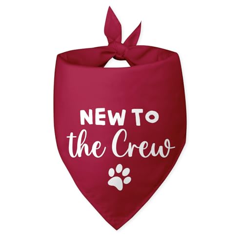 New to The Crew Dog Bandana Red Dog Bandana New Puppy Announcement Gift for New Owners Puppy Bandana Funny Cute Dog Bandana Photo Prop Pet Scarf Accessories for Pet Dog Lovers Gifts