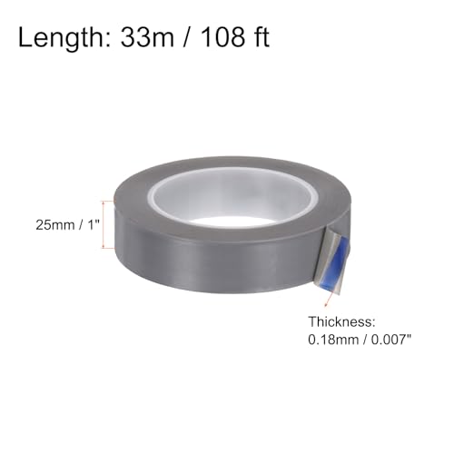 Image of HARFINGTON Fabric PTFE Tape Roll, 1 inch x 108ft High Temperature PTFE Adhesive Tape 0.18mm Thickness for Vacuum Sealer Machine Hand Sealers, Grey