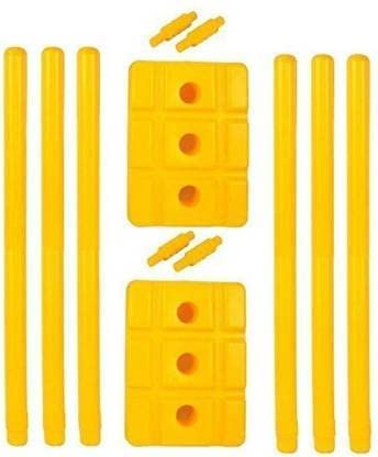SHAKUN Creation Hard Plastic Cricket Wicket Set 6 Wickets + 4 Bails + 2 Base Stumps Set Size Large-image-3
