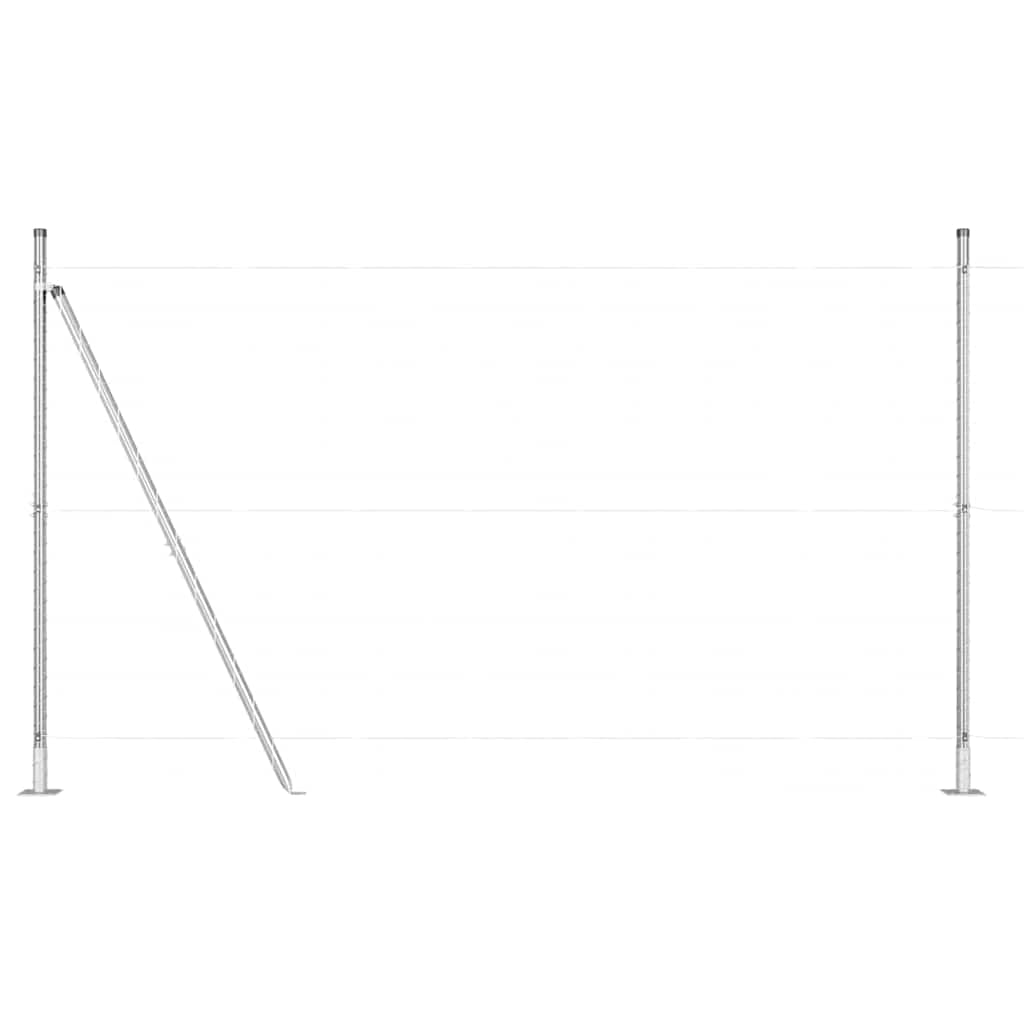 Postes de valla para hormigón de acero con recubrimiento en polvo, juego de 7 en plata, resistente a la intemperie para jardín, terraza, terreno y patio, con accesorios para límites