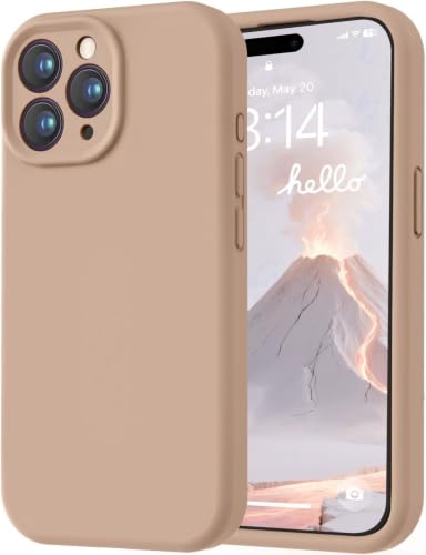 Image of LOVE 3000 Designed for iPhone 15 Pro Max Case, Premium Silicone with [Soft Anti-Scratch Microfiber Lining] Shockproof Protective Phone Case for Men Women Girls 6.7 inch, Light Brown