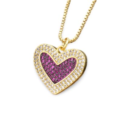 Collier cœur arc-en-ciel CZ pour sublimer vos mariages et fêtes