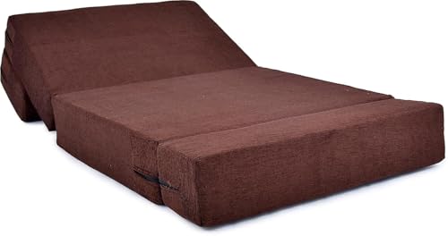Image of Convertible Sofa Chair Bed, 3-in-1 Sleeper Chair with Foldable Design, Modern Upholstered Lounge Accent Chair, Space Saving Single Sofa Bed for Living Room, Bedroom & Small Spaces (Brown (FA106))