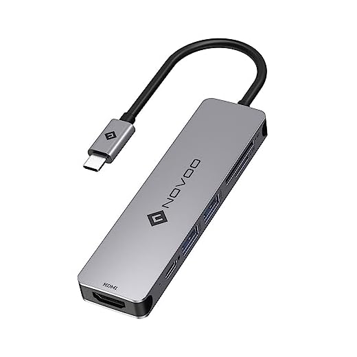 NOVOO USB C Hub Power Delivery 60W, 6-en-1 Adaptateur USB-C vers HDMI 4K, Lecteur de Carte SD & Micro SD, 2 x USB 3.1, Port de Recharge PD 2.0 pour MacBook Pro Chromebook Pixel Huawei Matebook