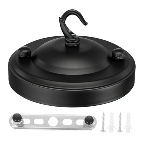 NOLITOY Canopy per Lampadario da Soffitto Nero con Gancio Aperto Piastra di Montaggio Resistente e Smontabile Adatta per Lampade Sospensione e Decorazioni Sospensione Compatibile con