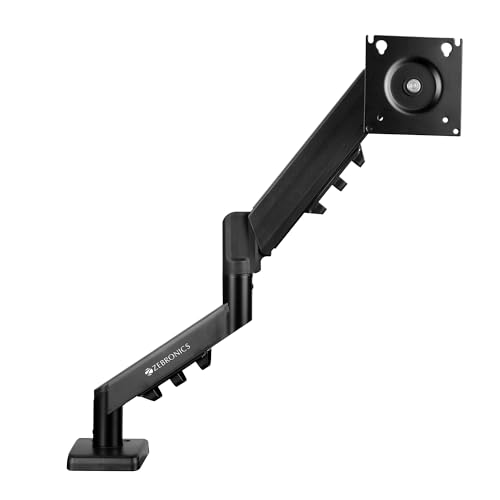 Zebronics Monitor Desk Stand, 17–32 Inch Support, Up to 8kg Load, Gas Spring Height Adjustment, 50cm Extendable Arm, VESA Compatible, Cable Management