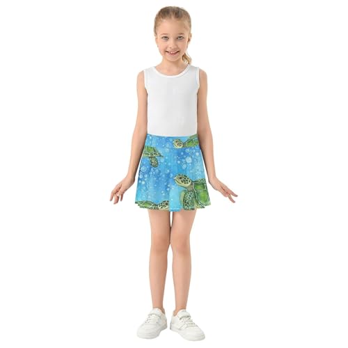 Tennis Skirts Kids Sea Turtles Blue Ocean Bubbly Athletic Shorts Girls Skorts Breathable Butterfly Skirt 4t3