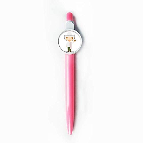 Stylo roller rétractable bleu à séchage rapide White Hat Colombia Cartoon