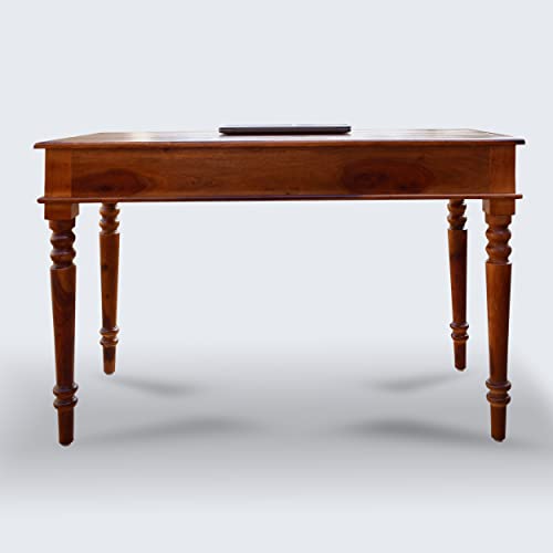 Image of Heer Handicraft Two Drawer Kharti Study Table in Natural Honey Oak Colour in Matte Finished with Premium Polish, Smooth Edges