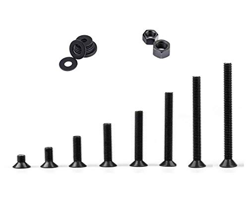 Rpi shop - M3 Allen CSK Screw Set of 8 Size (6mm, 8mm, 10mm, 12mm, 15mm, 20mm, 25mm, 30mm) Each 10 Pcs, With 80 pcs Nut & 80 Pcs Washer, Pack Of 240 Pcs-image-8
